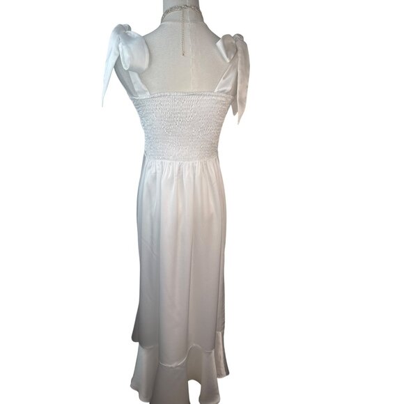 Show Me Your Mumu White Midi Dress With Bow Tie Straps & Smocked Back NWOT - Picture 14 of 16